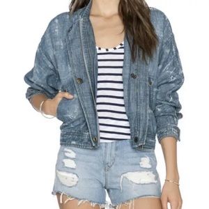 Free People distressed blue denim Jean Jacket Coat XS New NWT RARE HTF Beautiful